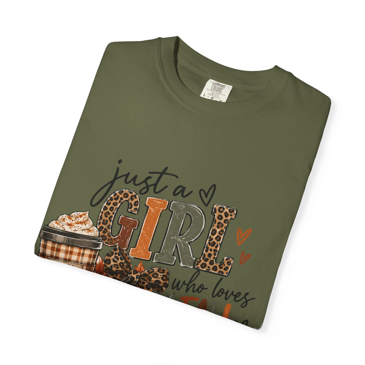 Fall Graphic T-Shirt — "Just a Girl Who Loves Fall" Pumpkin & Coffee Tee