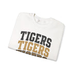 Tigers Repeat Crewneck Sweatshirt — Leopard Accent School Spirit Tee
