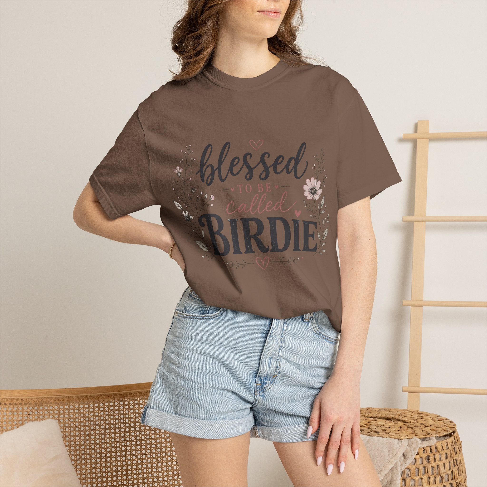 Blessed to Be Called Birdie T-Shirt — Floral Grandmother Gift