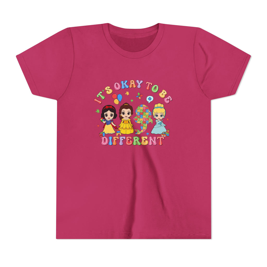 Youth Tee — "It's Okay to Be Different" Diverse Kids Graphic Shirt
