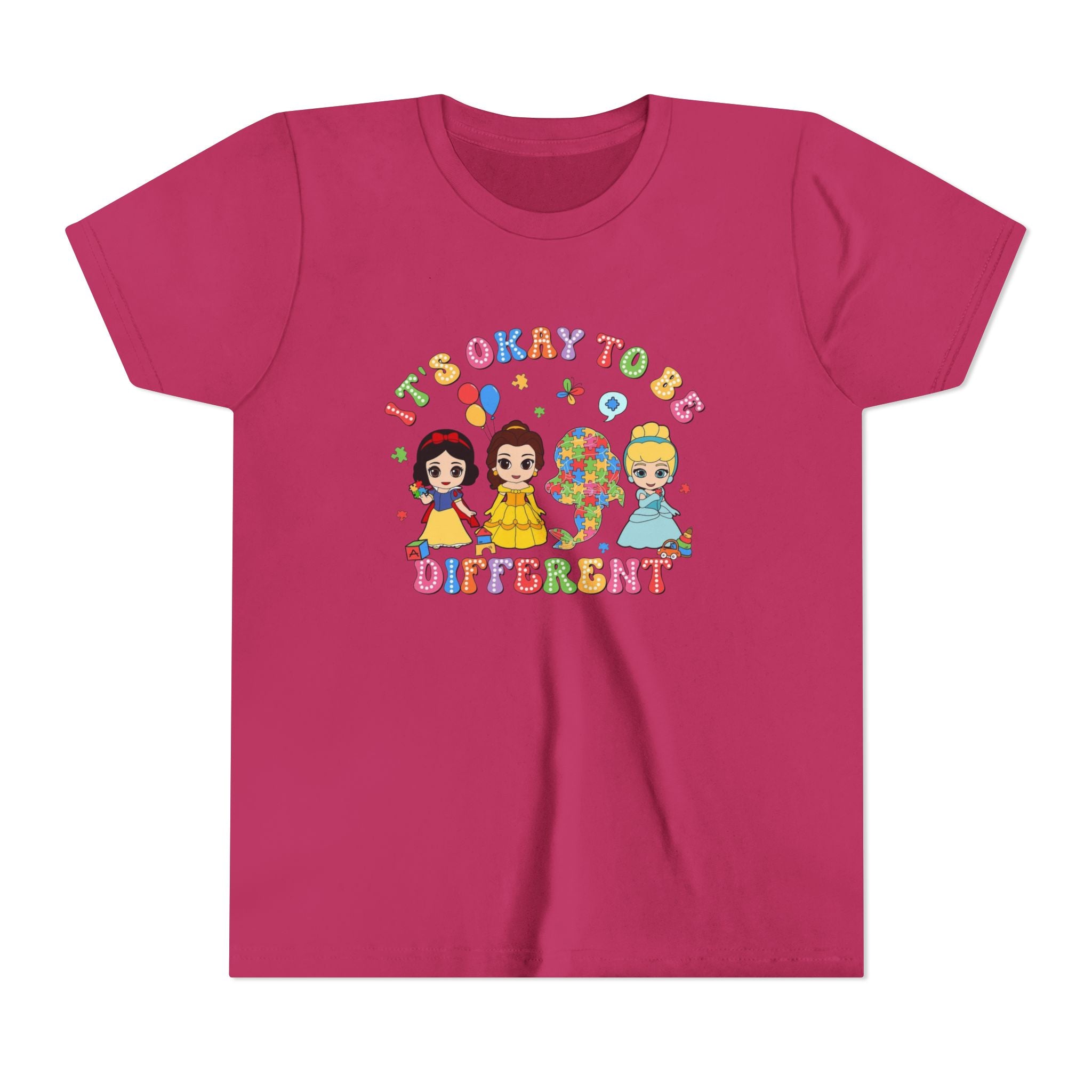 Youth Tee — "It's Okay to Be Different" Diverse Kids Graphic Shirt
