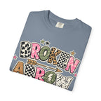 Broken Arrow Graphic T‑Shirt — Retro Patchwork Lettering Tee