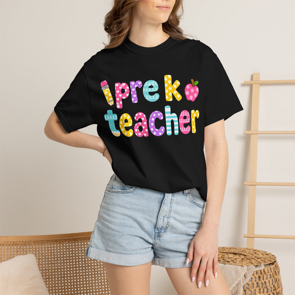 Pre k Teacher T-Shirt — "Big Hearts Shape Little Minds" Colorful School Teacher Tee