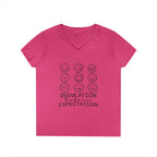Emotion Faces V-Neck T-Shirt — "Regulation Not Expectation" Mental Health Tee