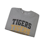 Tigers Repeat Crewneck Sweatshirt — Leopard Accent School Spirit Tee