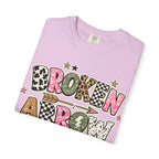 Broken Arrow Graphic T‑Shirt — Retro Patchwork Lettering Tee