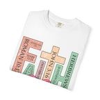 Christian Crosses Scripture Tee — John 3:16, Romans 10:17, Hebrews — Faith Graphic T-Shirt