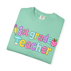 1st Grade Teacher T-Shirt — "Big Hearts Shape Little Minds" Colorful School Teacher Tee