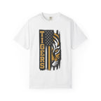 Tigers Flag T‑Shirt — Tiger Face with American Flag Stripe Graphic